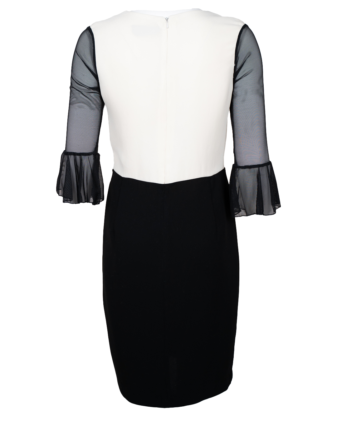 Vestito Donna Max Mara Bicolor Bianco Avorio e Nero con Maniche in Tulle Plissettato Made in Italy - foto 2