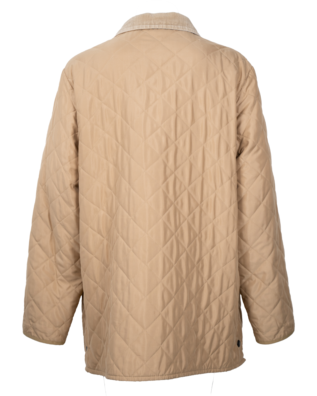 Giacca Trapuntata Uomo Barbour Beige Camel Collo Velluto a Coste Bottoni a Pressione Vintage Luxury - foto 2