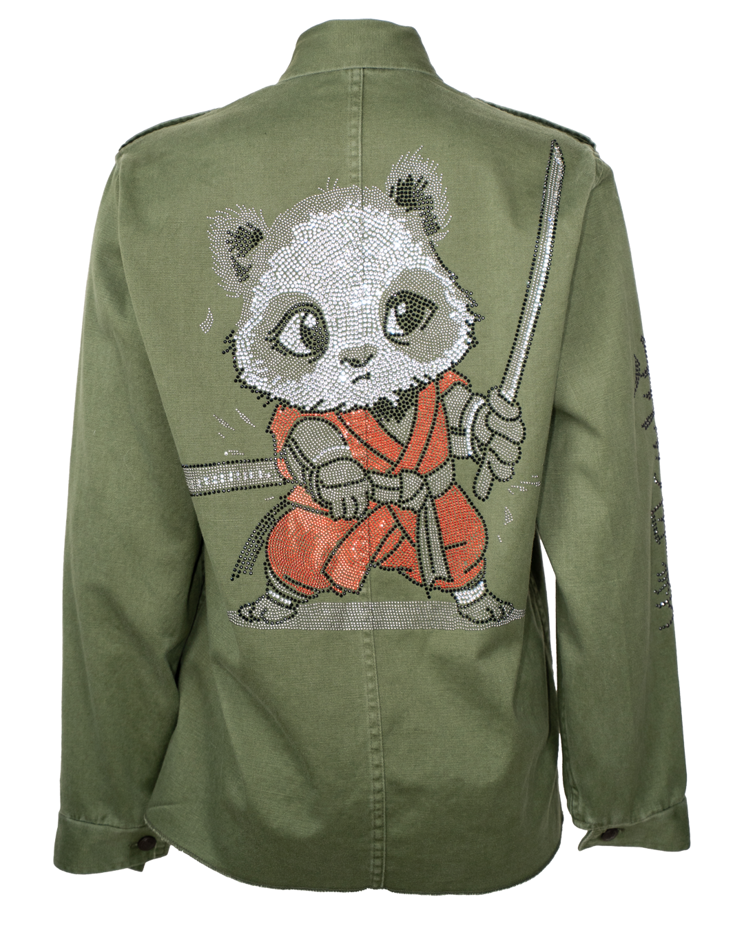 Giacca Militare con Strass Donna SP Vintage Revival Verde Panda Samurai Capo Unico