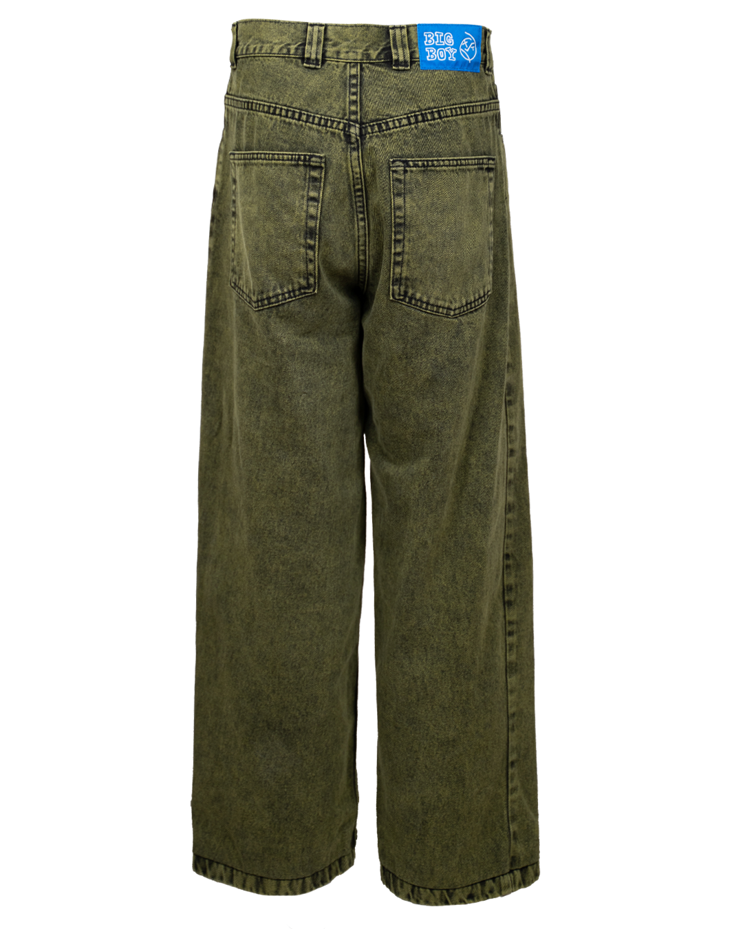 Pantaloni Jeans Uomo Big Boy Verde Militare Acid Wash Vintage Anni 90 Wide Leg - foto 2