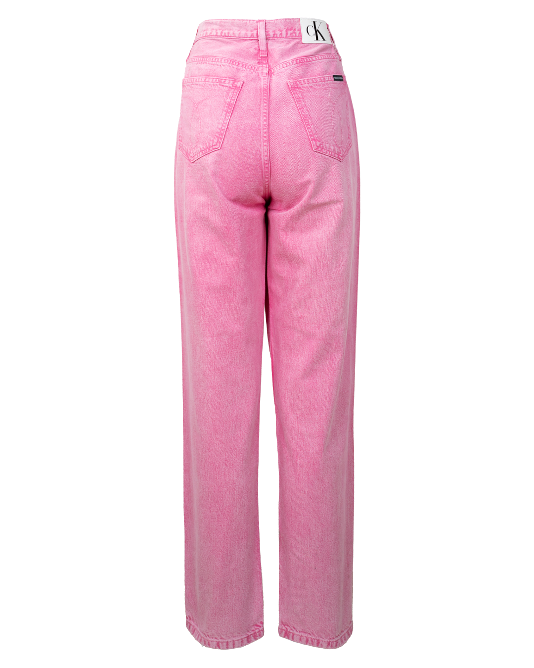 Pantaloni Jeans Donna Calvin Klein Rosa Fuxia Acid Wash Vintage Vita Alta Straight - foto 2