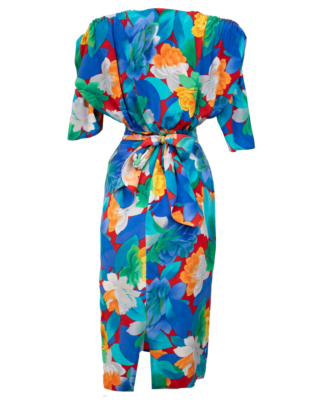 Abito Donna Mariella Burani Vintage Anni 80 Stampa Floreale Multicolor Maniche Kimono Made in Italy - foto 2