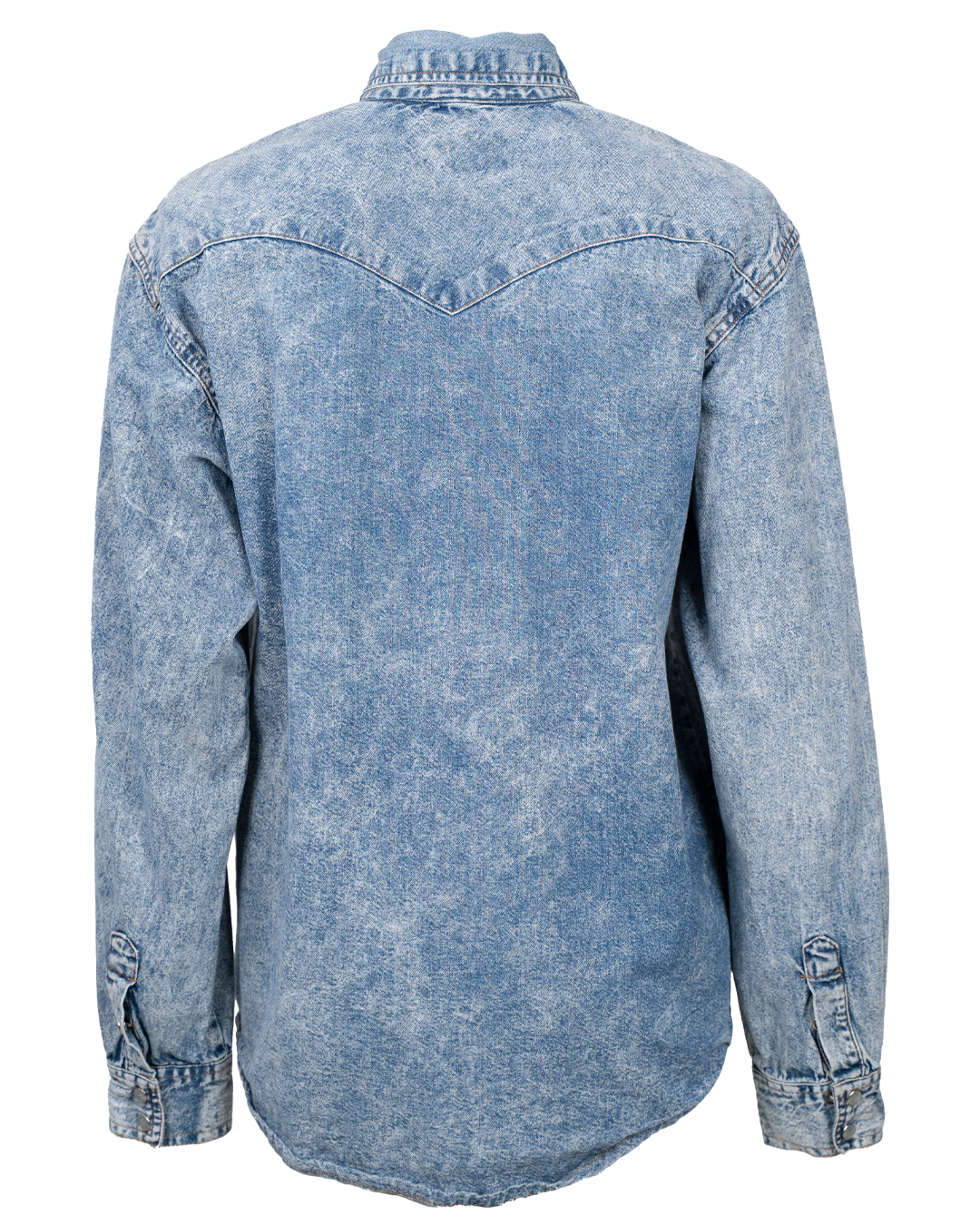 Camicia Denim Uomo Wrangler Acid Wash Vintage Anni 2000 con Bottoni a Pressione Western - foto 2
