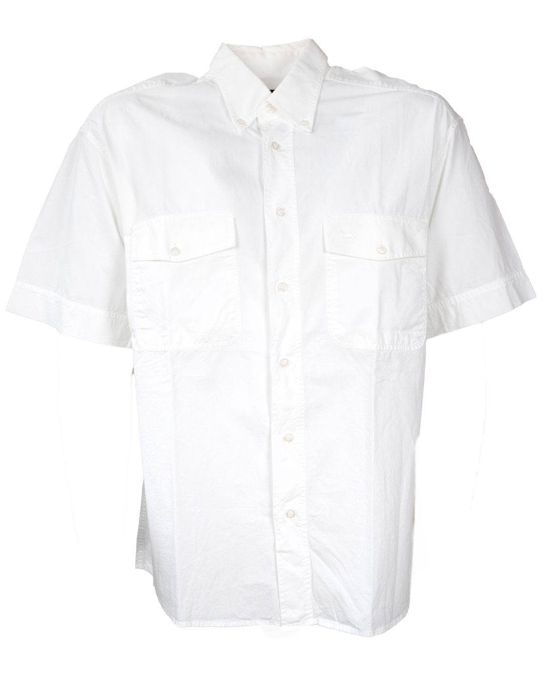 Camicia Uomo Camel Active Bianca Vintage Anni 90 Manica Corta in Cotone con Logo Cammello