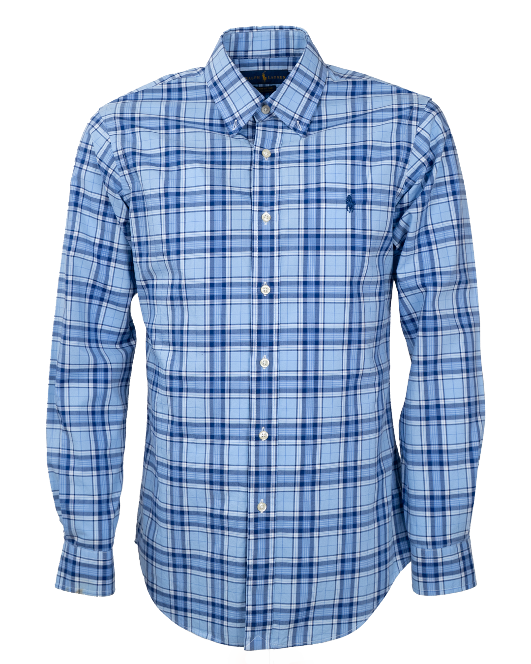 Camicia Uomo Ralph Lauren Vintage Tartan Azzurro Blu Polo Logo Slim Fit Button Down