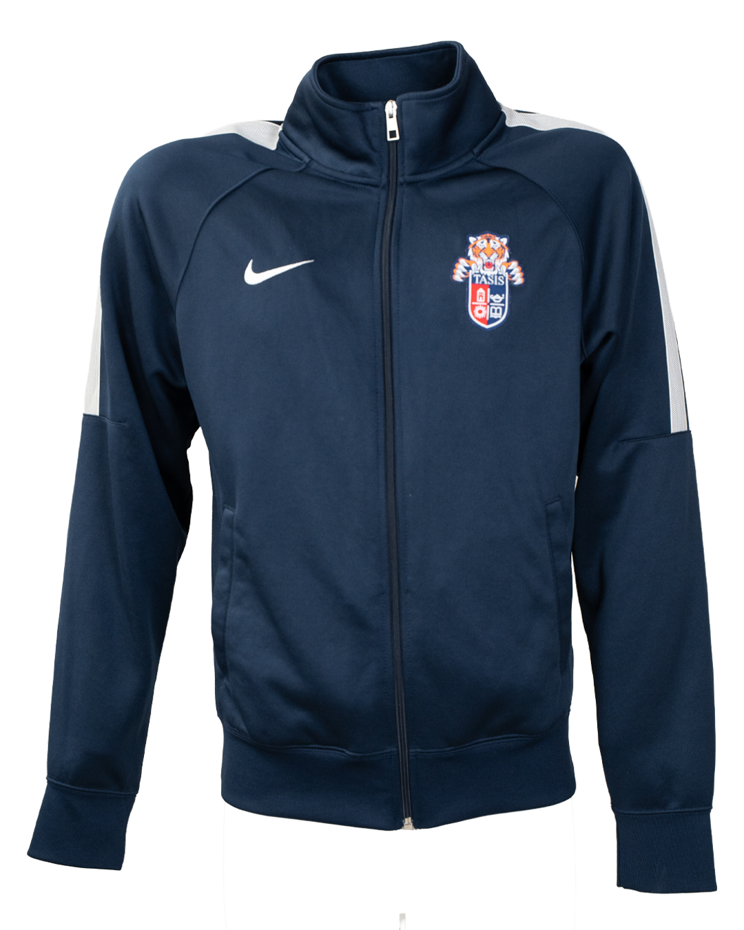 Felpa Track Jacket Uomo Nike TASIS Blu Navy Bandiera Svizzera Logo Scuola Americana Svizzera