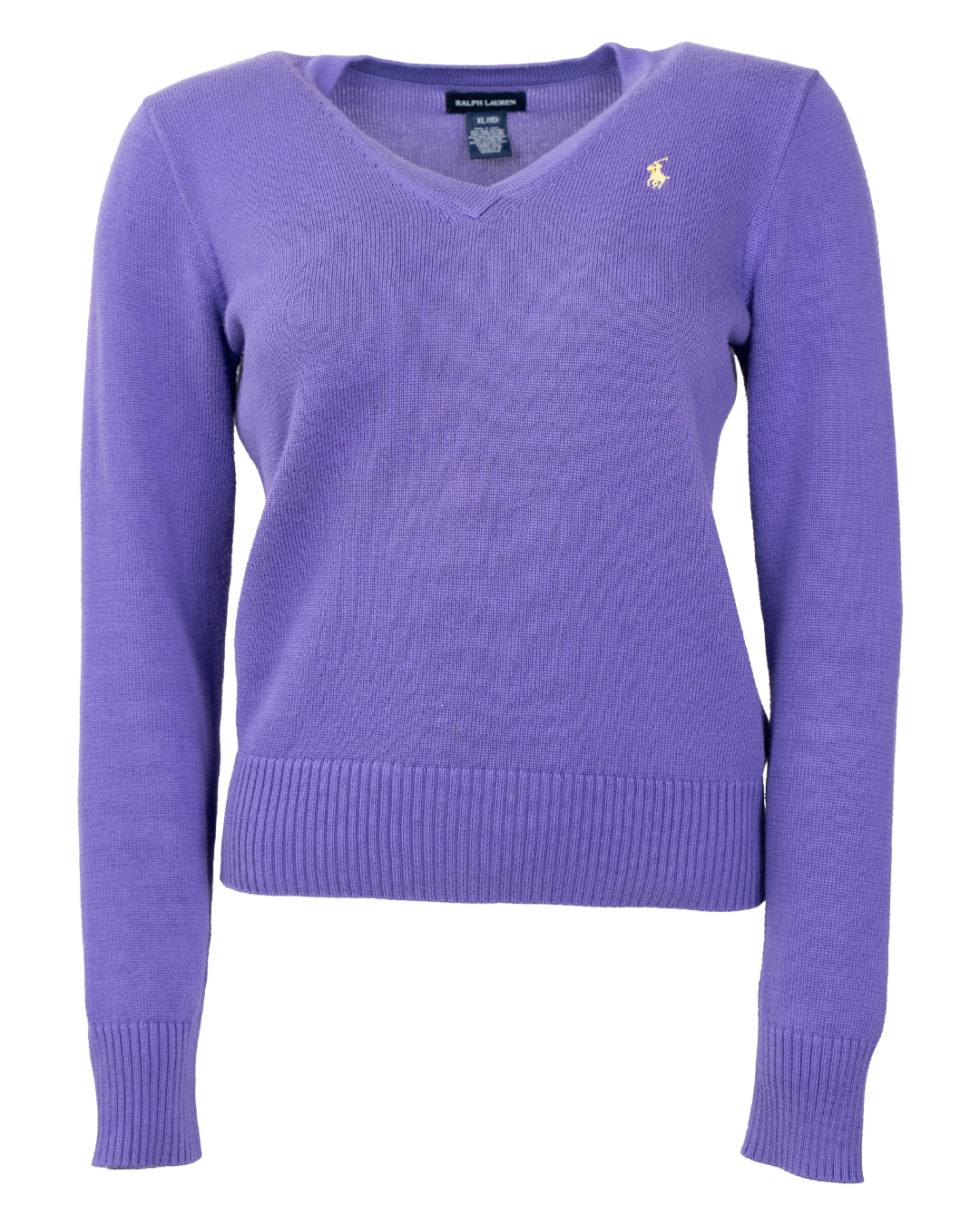 Maglia Donna Ralph Lauren Viola Girocollo Misto Lana e Cotone Vintage