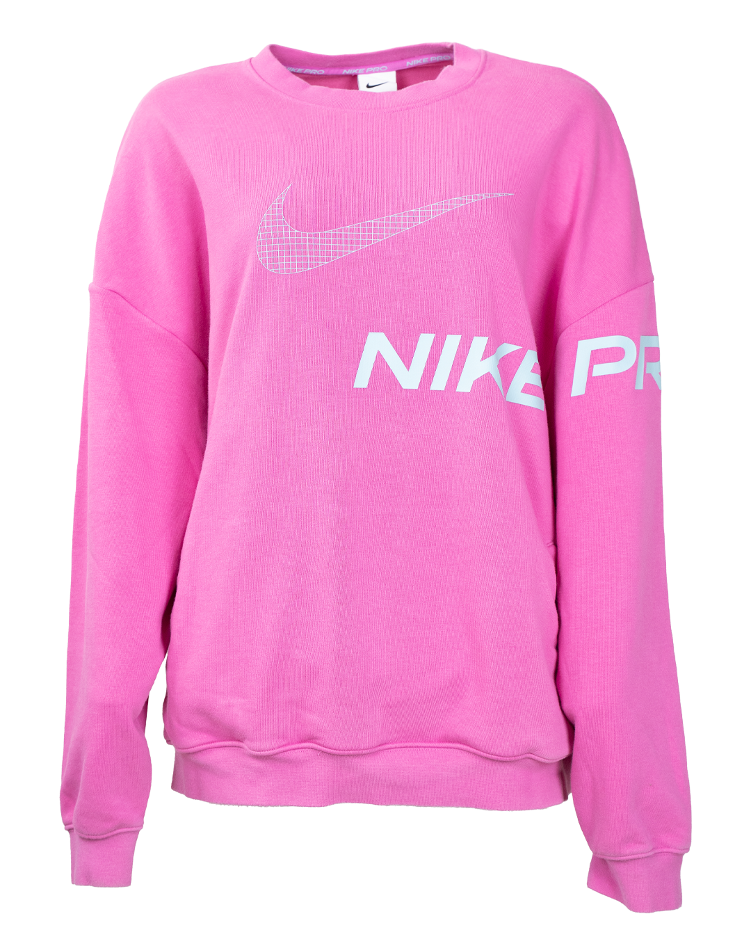 Felpa Donna Nike Pro Rosa Fucsia Swoosh Oversize Crewneck Vintage Logo Anni 2000