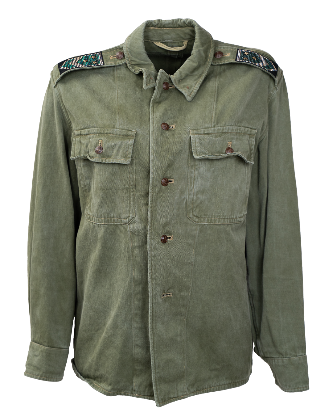 Camicia Donna SP Vintage Revival Verde Militare con Fenicottero Rosa in Strass e Scritta Darling - foto 2