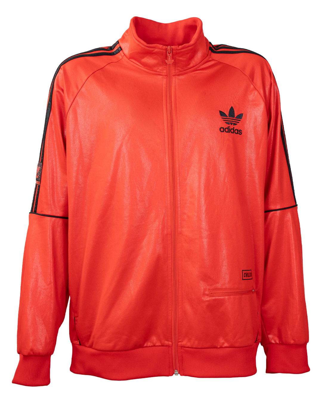 Track Jacket Uomo Adidas Originals Rossa Lucida Trefoil Ricamato Logo Spalle Raglan Vintage Anni 2000