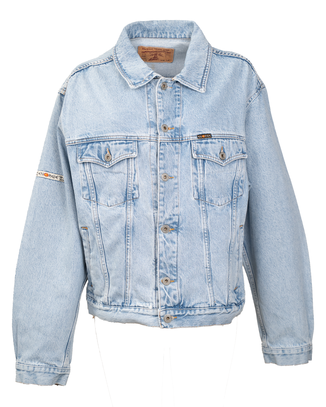 Giacca Jeans Uomo Energia Denim Azzurro Stone Wash Anni 90 Vintage Streetwear Taglia 54