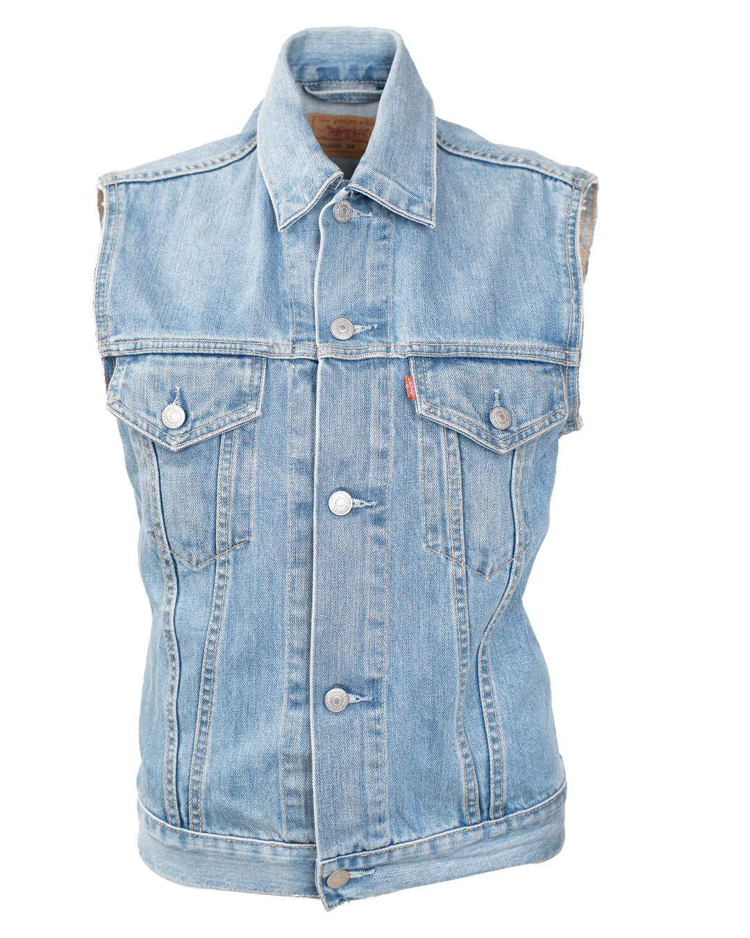 Gilet Jeans Donna Levi's Denim Azzurro Medio Smanicato Trucker Vintage Anni 90