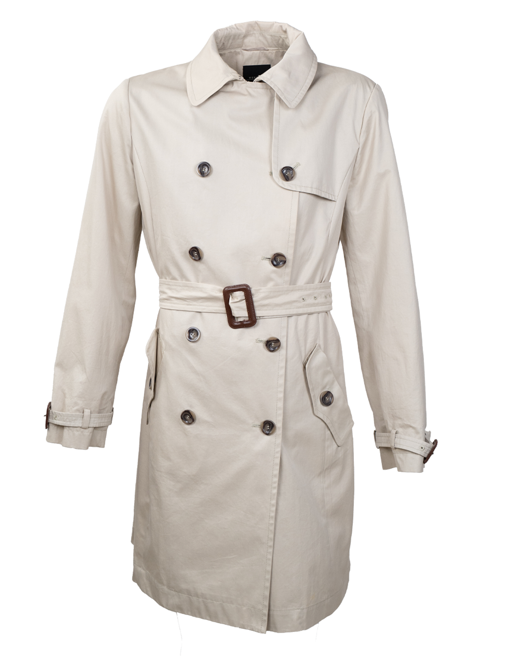 Trench Donna Weekend Max Mara Beige Cotone Vintage Anni 2000 Cintura in Vita Made in Italy
