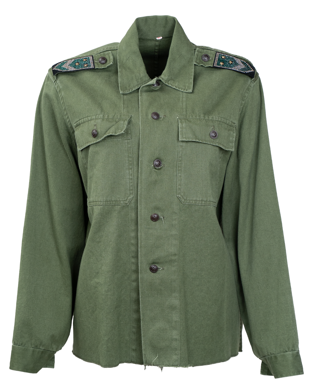 Sahariana Donna SP Vintage Revival Verde Militare con Koala Samurai in Strass e Patch Sol Levante - foto 2