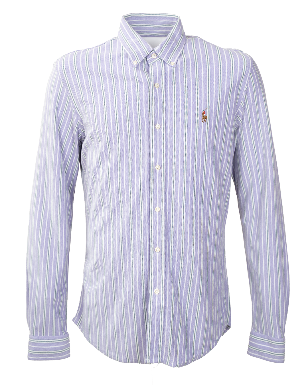 Camicia Uomo Ralph Lauren Lilla Righe Verdi Vintage Anni 2000 Slim Fit Button Down