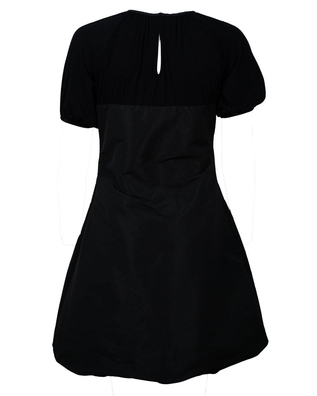 Vestito Donna Weekend Max Mara Nero Bi-Tessuto con Manica a Sbuffo Anni 2000 - foto 2