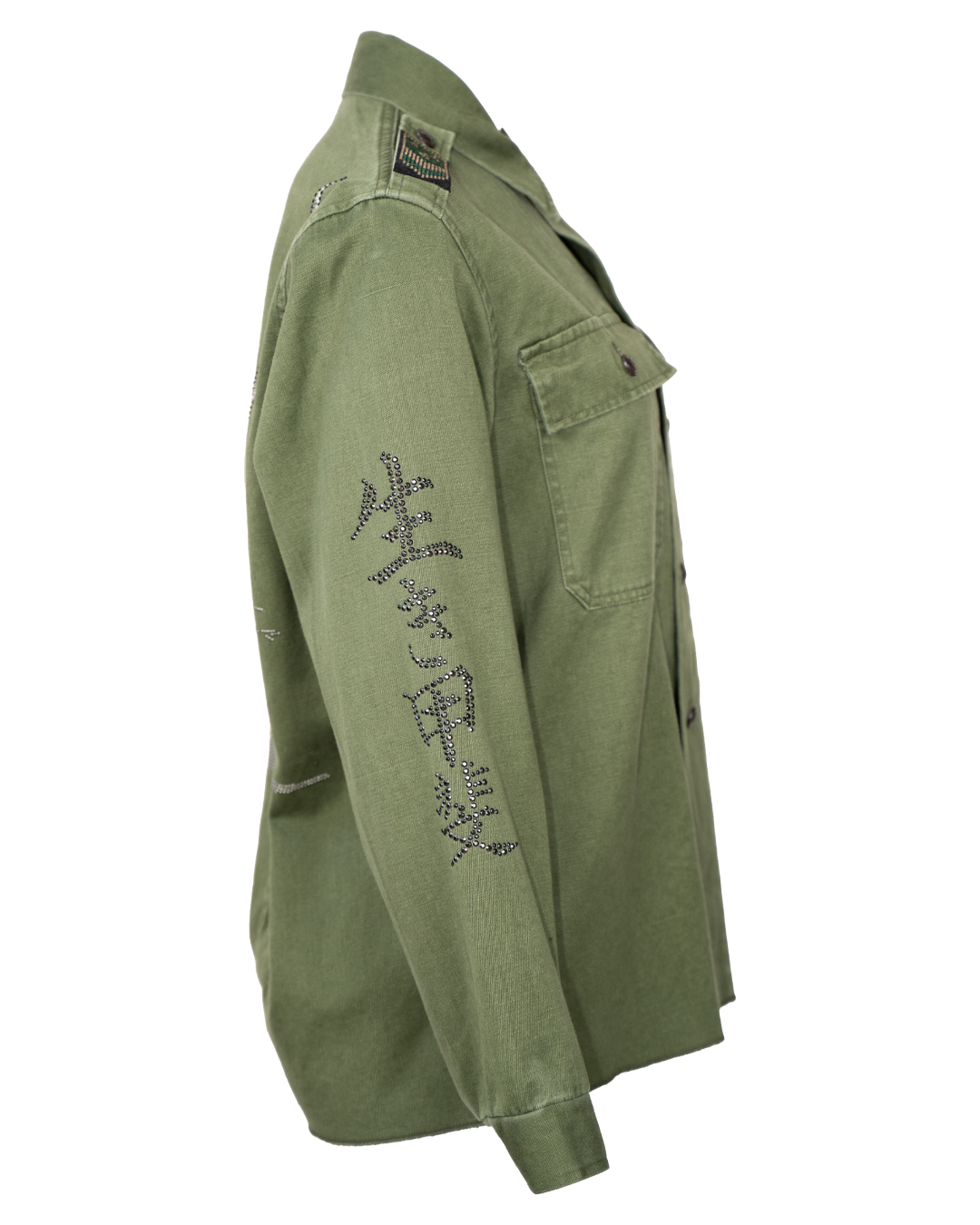 Giacca Militare con Strass Donna SP Vintage Revival Verde Panda Samurai Capo Unico - foto 2