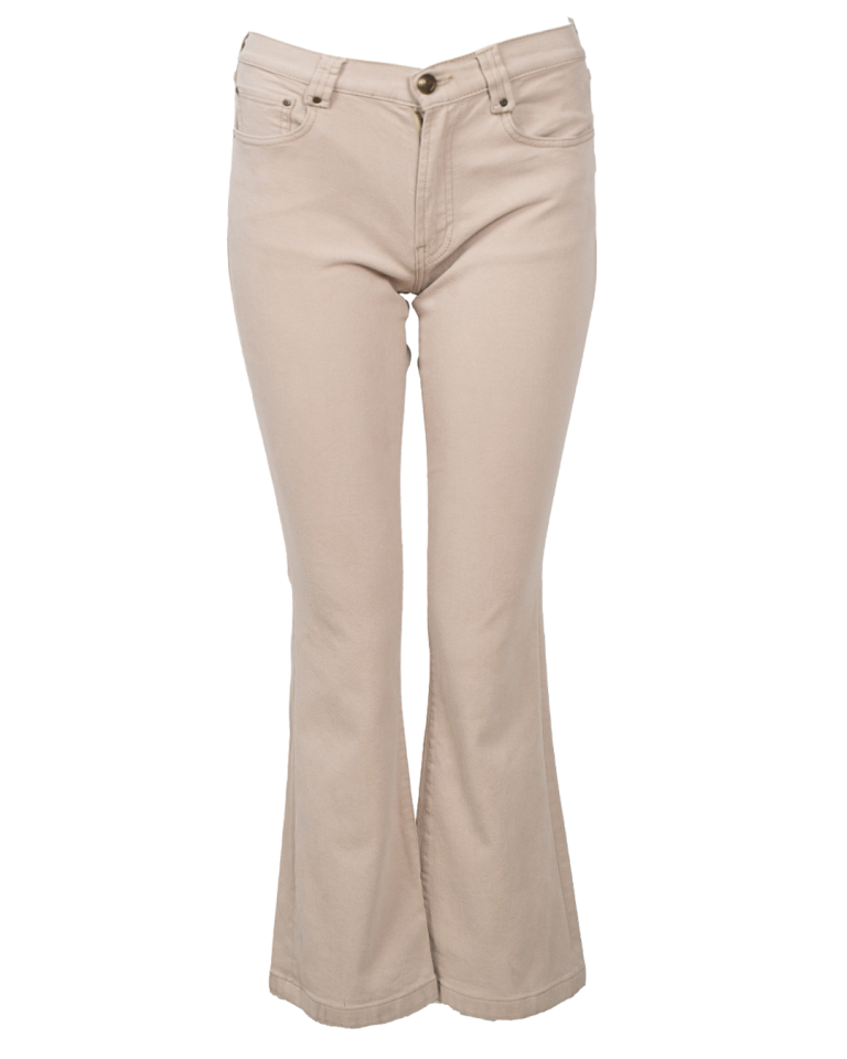 Pantalone Donna Valentino Beige a Zampa Cotone Stretch Logo V Vintage Anni 90