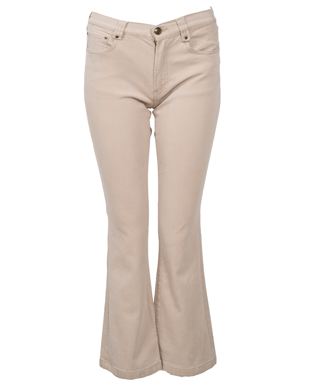 Pantalone Donna Valentino Beige a Zampa Cotone Stretch Logo V Vintage Anni 90