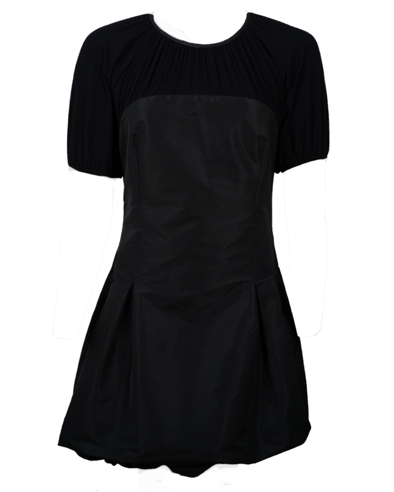Vestito Donna Weekend Max Mara Nero Bi-Tessuto con Manica a Sbuffo Anni 2000