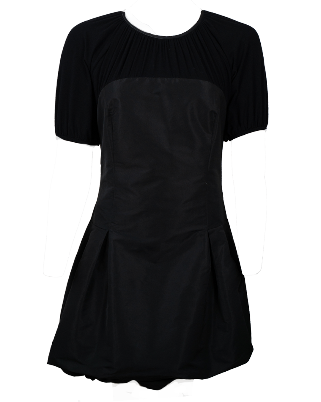 Vestito Donna Weekend Max Mara Nero Bi-Tessuto con Manica a Sbuffo Anni 2000