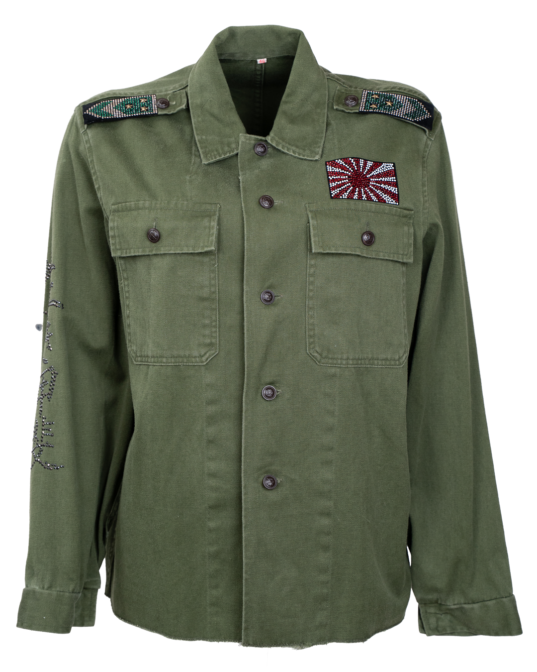 Sahariana Donna SP Vintage Revival Verde Militare con Tigre Bianca su Cerchio Rosso in Strass - foto 2