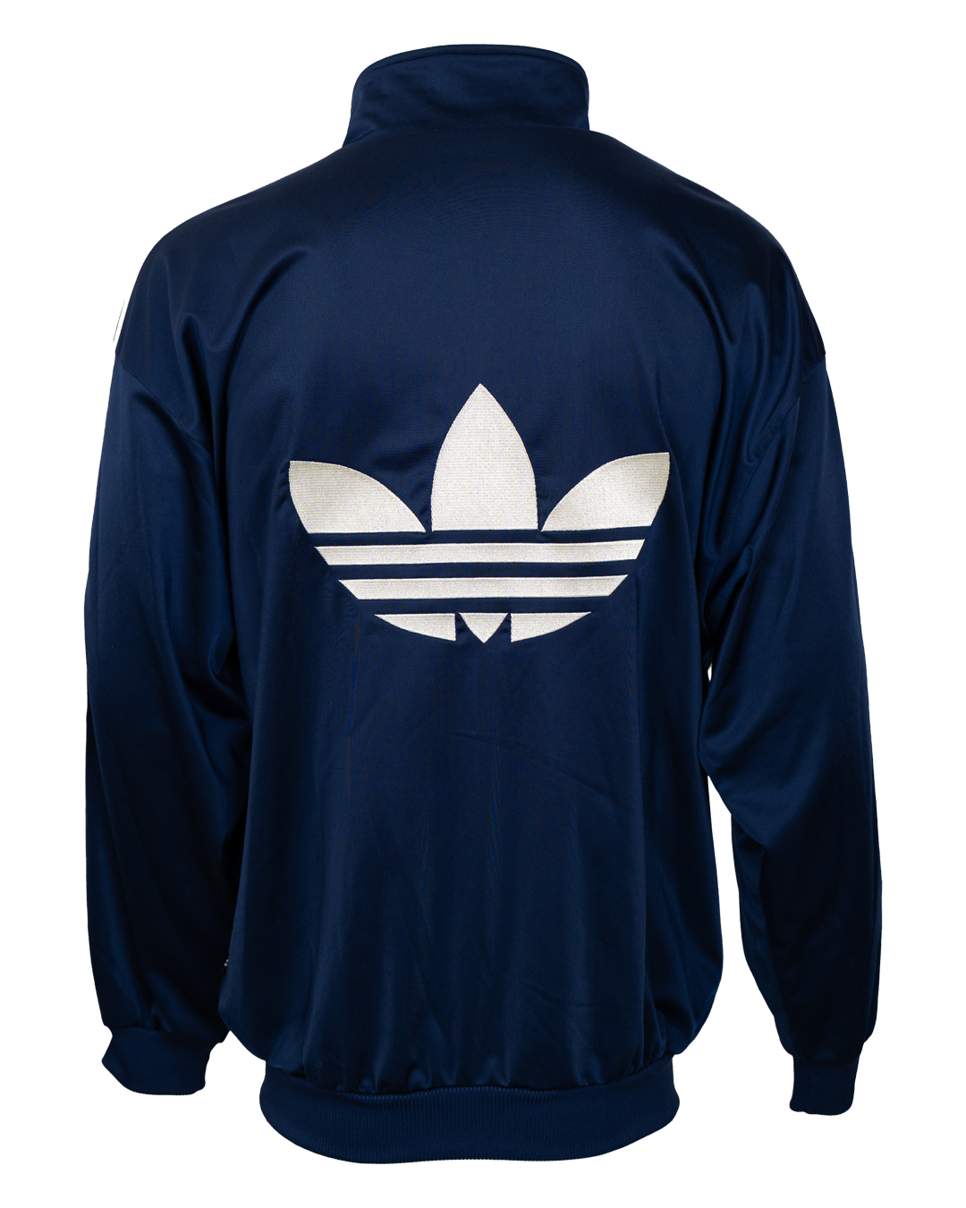 Felpa Zip Uomo Adidas Originals Blu Navy Vintage Anni 80 Maxi Logo Trefoil - foto 2