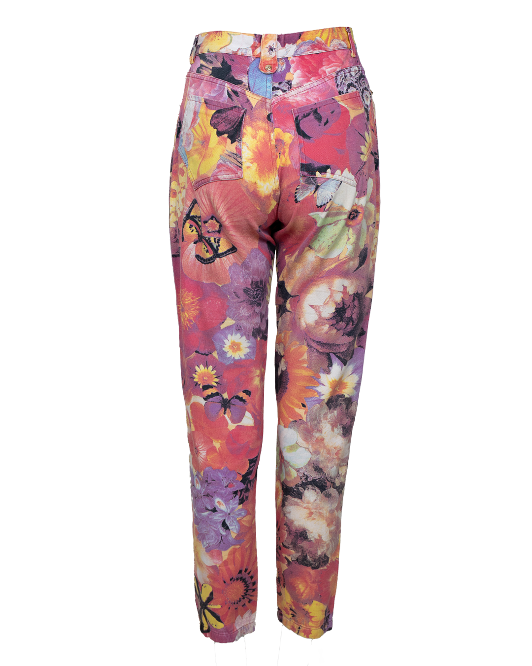 Pantalone Donna Christian Lacroix Vintage Stampa Fiori e Farfalle Multicolor Vita Alta - foto 2