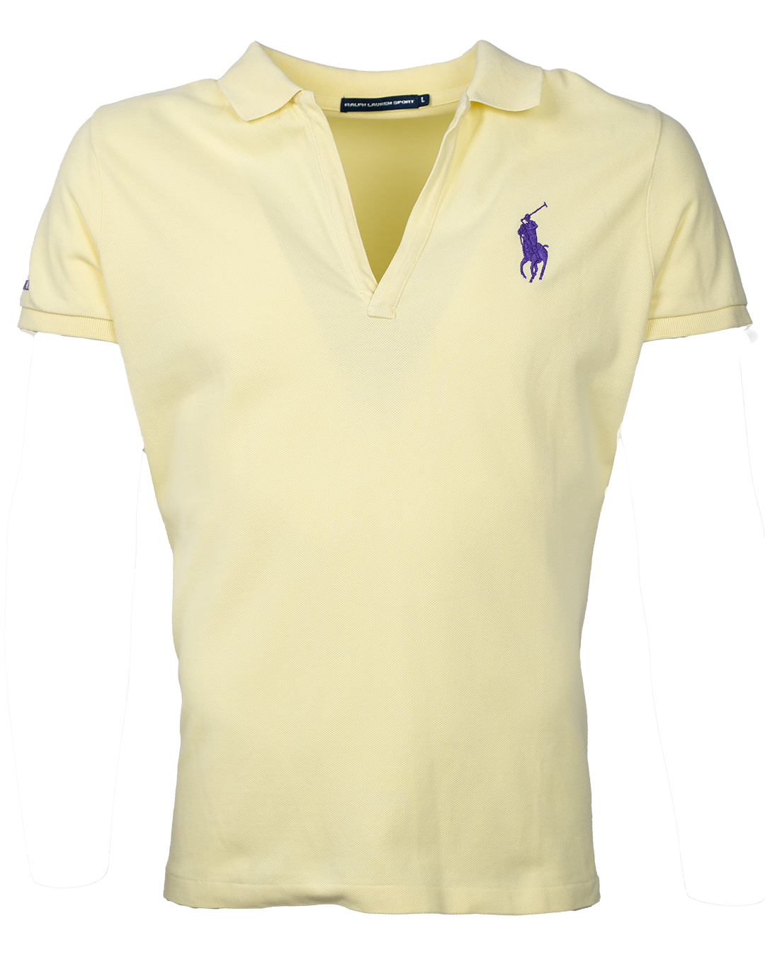 Polo Donna Ralph Lauren Sport Gialla Big Pony con Scollo a V Manica Corta