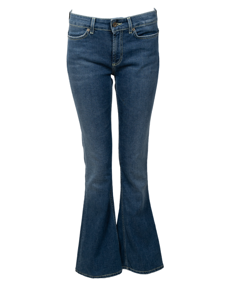 Jeans Donna Dondup Flare a Zampa Blu Medio Vita Bassa Anni 2000 Made in Italy
