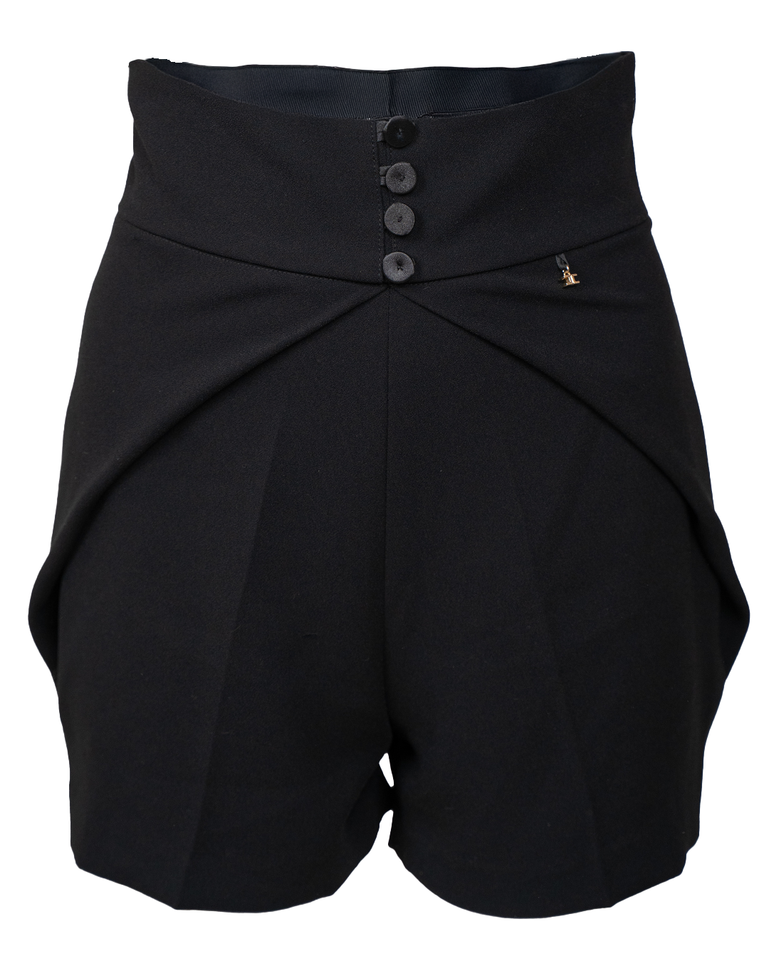 Shorts Donna Elisabetta Franchi Neri Vita Alta Tessuto Sartoriale Made in Italy