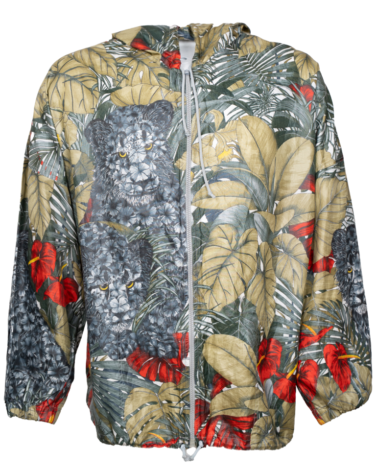 Giacca Donna Salvatore Ferragamo Vintage Anni 80-90 Stampa Pantera e Foglie Tropicali