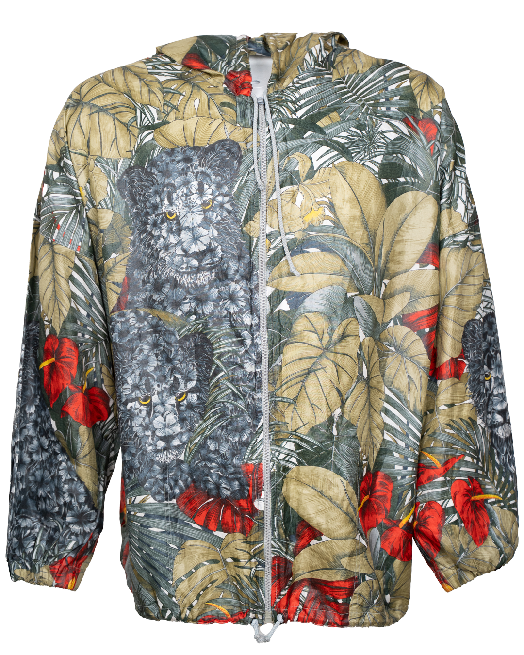 Giacca Donna Salvatore Ferragamo Vintage Anni 80-90 Stampa Pantera e Foglie Tropicali