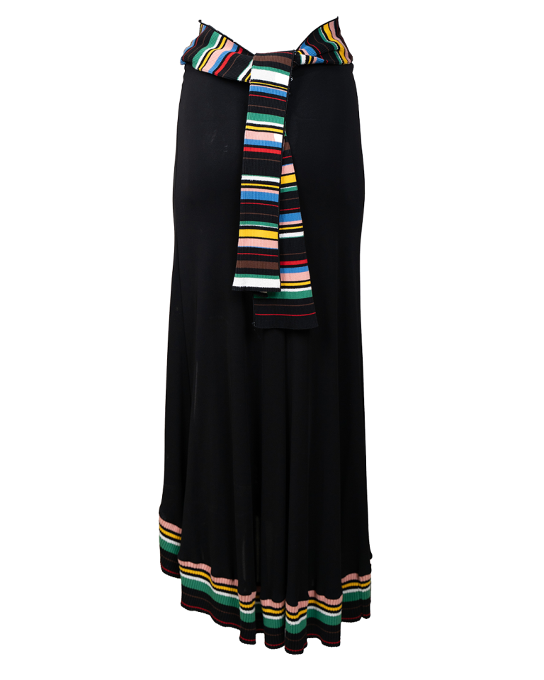 Gonna Lunga Donna Missoni Nera Asimmetrica con Bordo Maglieria Multicolor Made in Italy