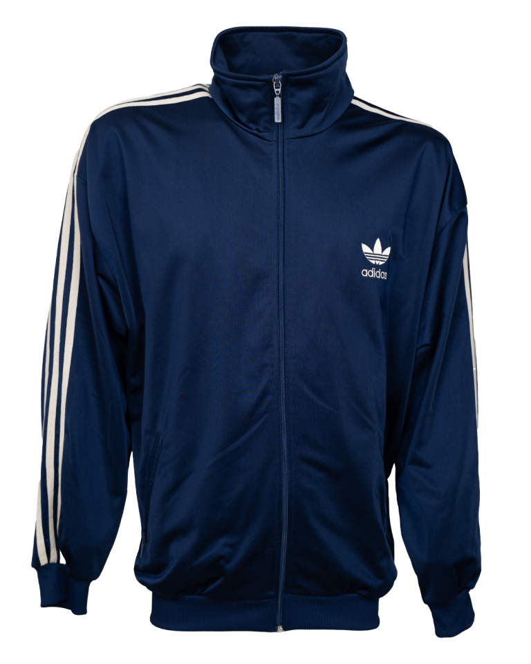 Felpa Zip Uomo Adidas Originals Blu Navy Vintage Anni 80 Maxi Logo Trefoil