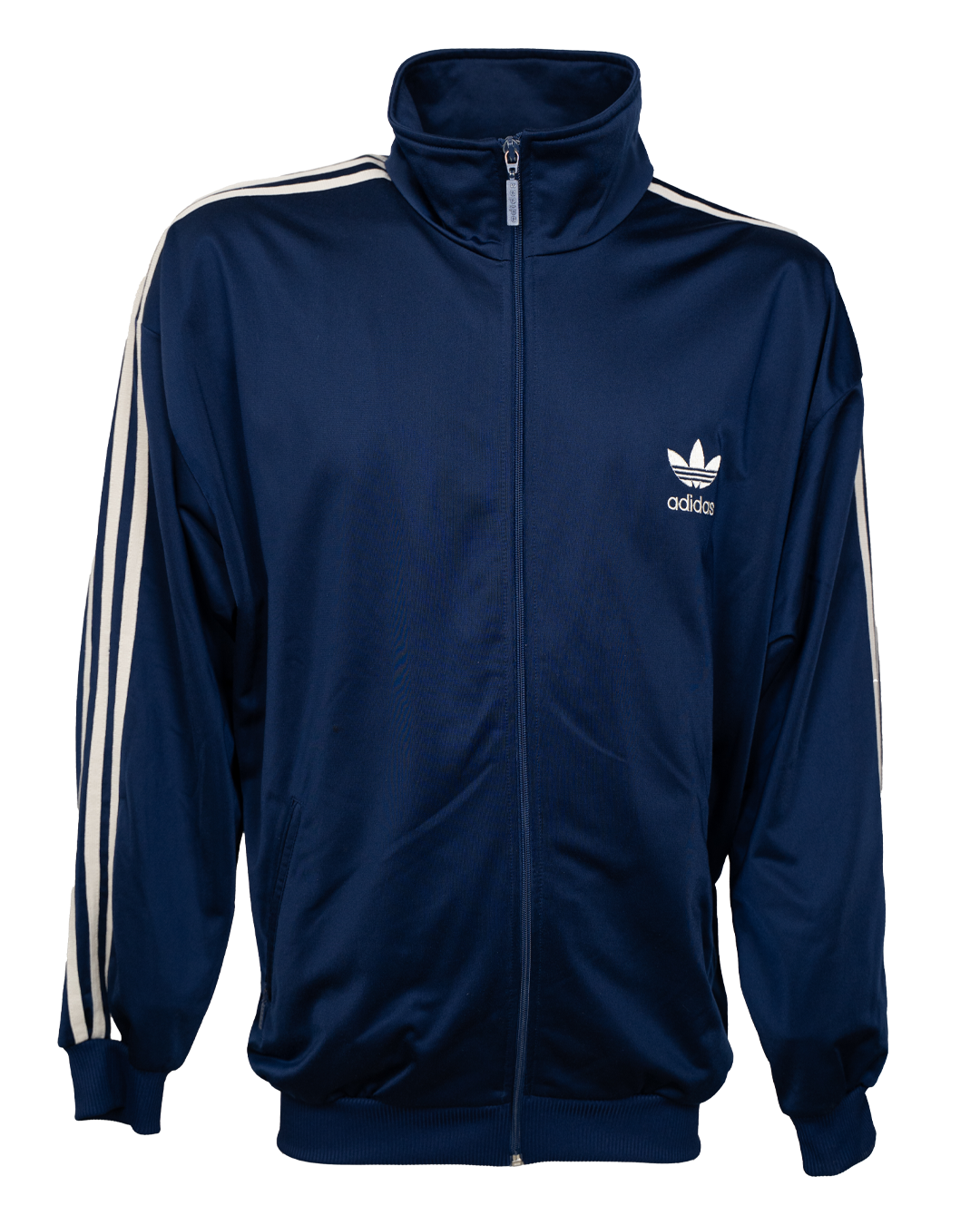 Felpa Zip Uomo Adidas Originals Blu Navy Vintage Anni 80 Maxi Logo Trefoil
