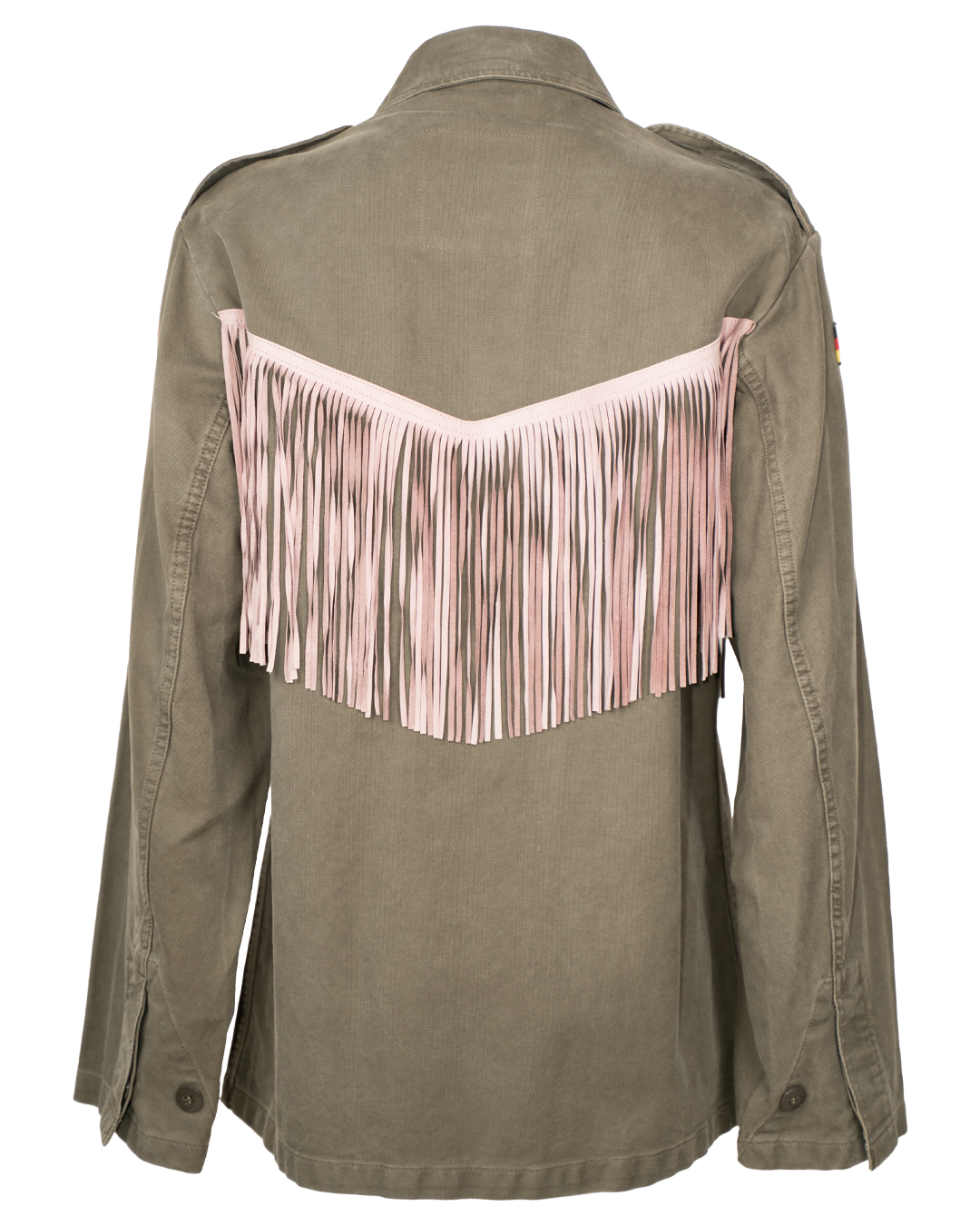 Giacca Militare con Frange Rosa Donna SP Vintage Revival Verde Bandiera Germania Capo Unico - foto 2