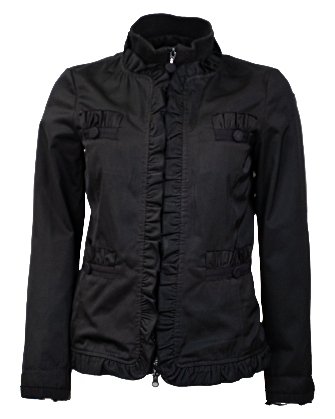 Giacca Donna Love Moschino Nera Volants Romantica Collo Coreana Made in Italy
