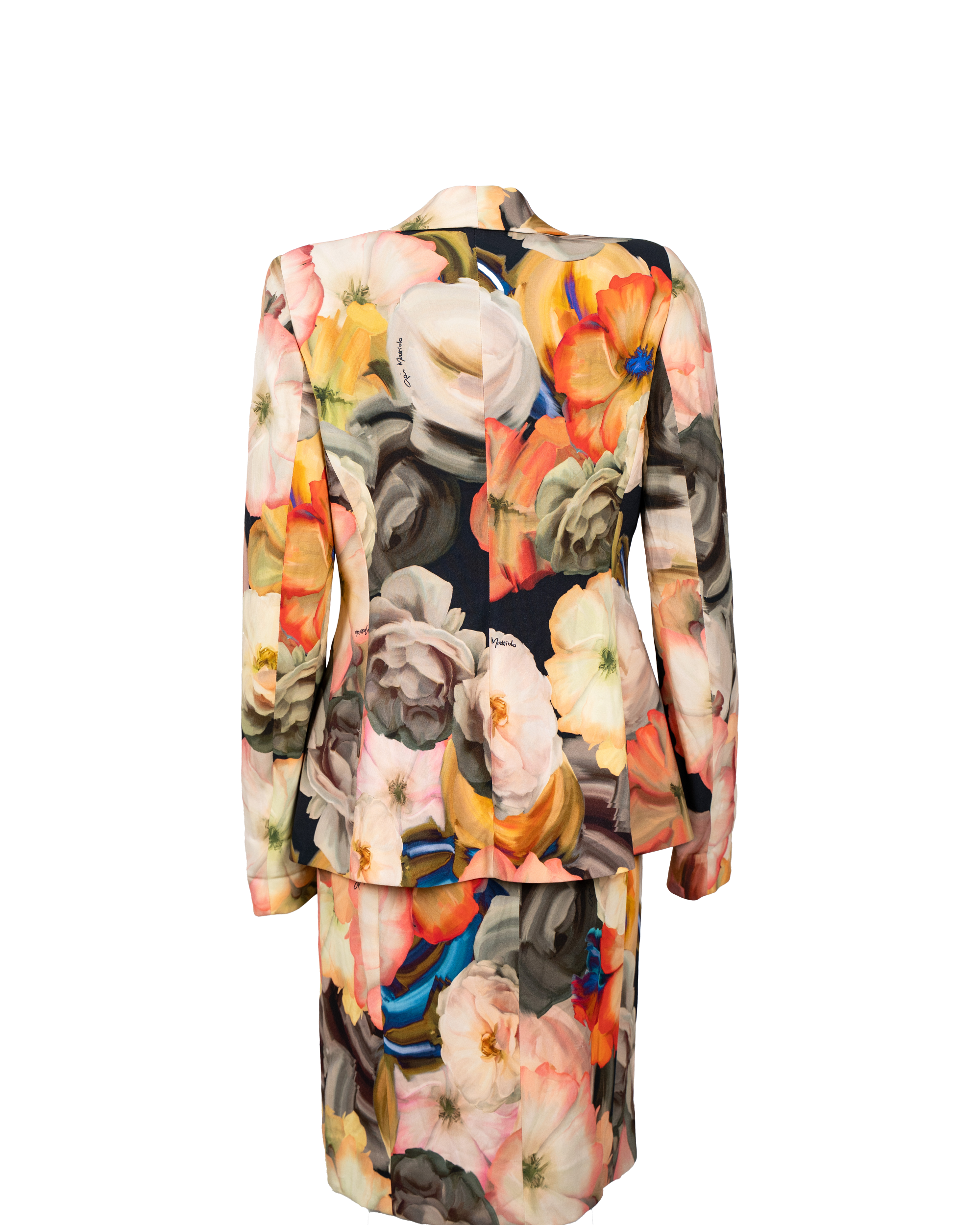 Completo Donna Gai Mattiolo Stampa Floreale Macro Multicolor Giacca e Gonna Vintage Anni 90 Luxury - foto 2