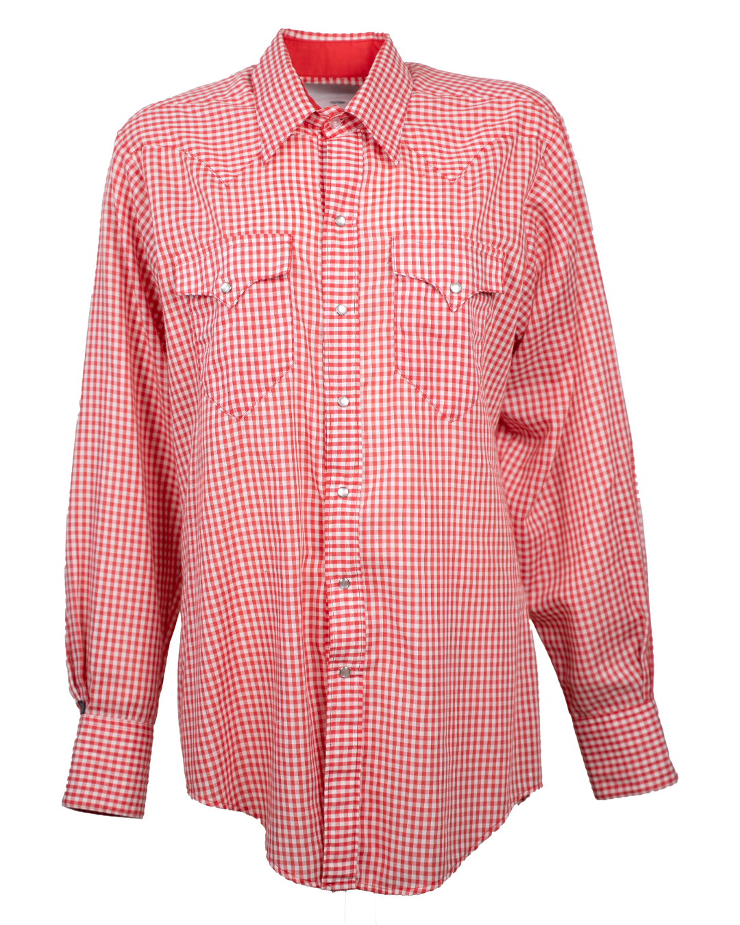 Camicia Western Uomo Ralph Lauren Rossa a Quadri Vichy Bottoni a Pressione Perlati Vintage Anni 2000