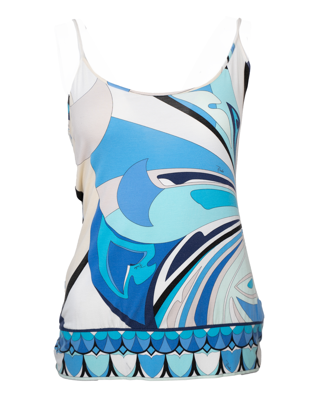 Canotta Top Donna Emilio Pucci Multicolore Stampa Iconica in Jersey di Seta Vintage Made in Italy