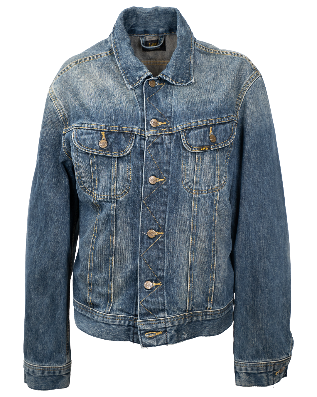 Giacca di Jeans Lee Unisex Trucker Blu Lavaggio Medio Vintage Anni 2000