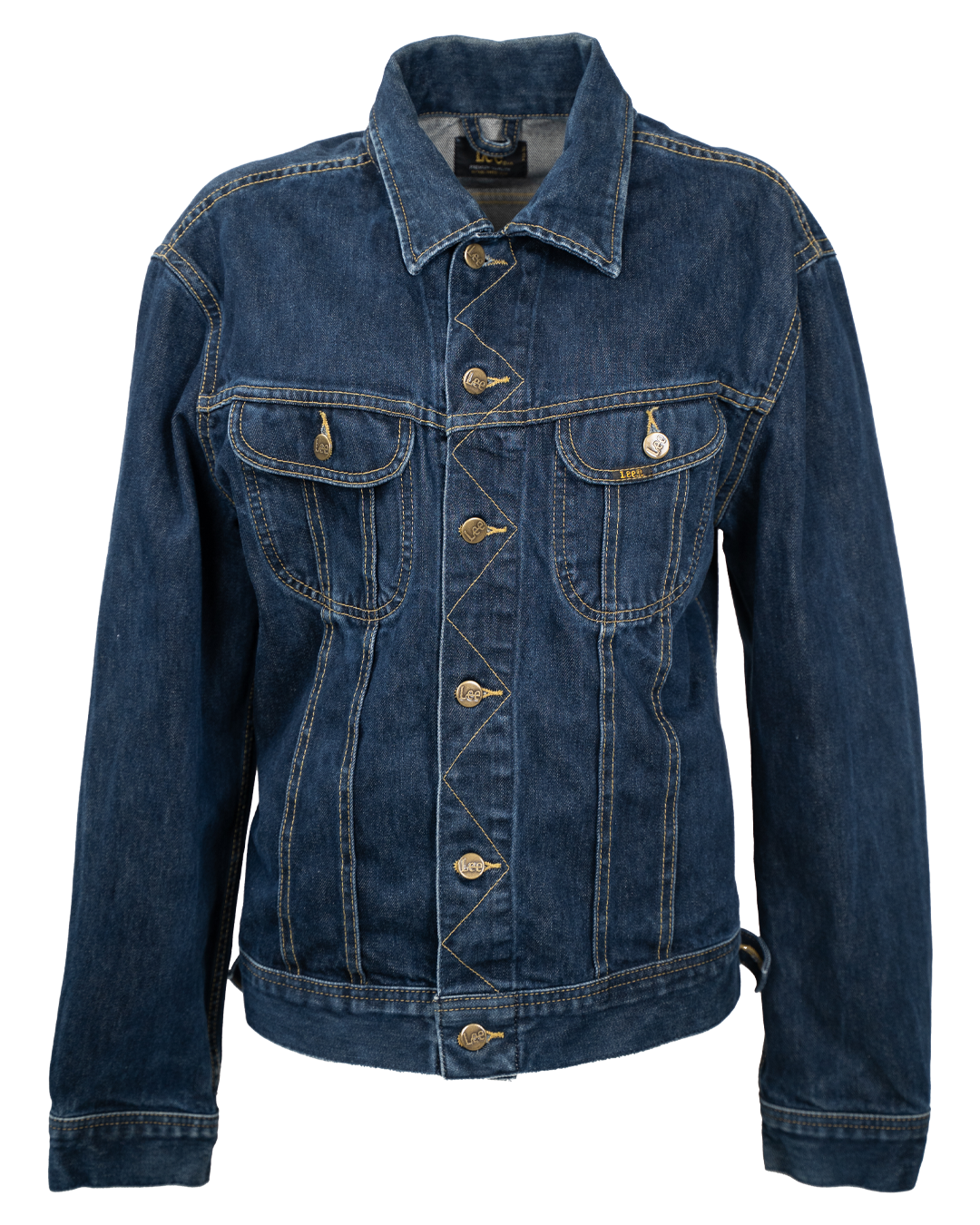 Giacca di Jeans Lee Unisex Trucker Blu Scuro Indaco Vintage Anni 2000