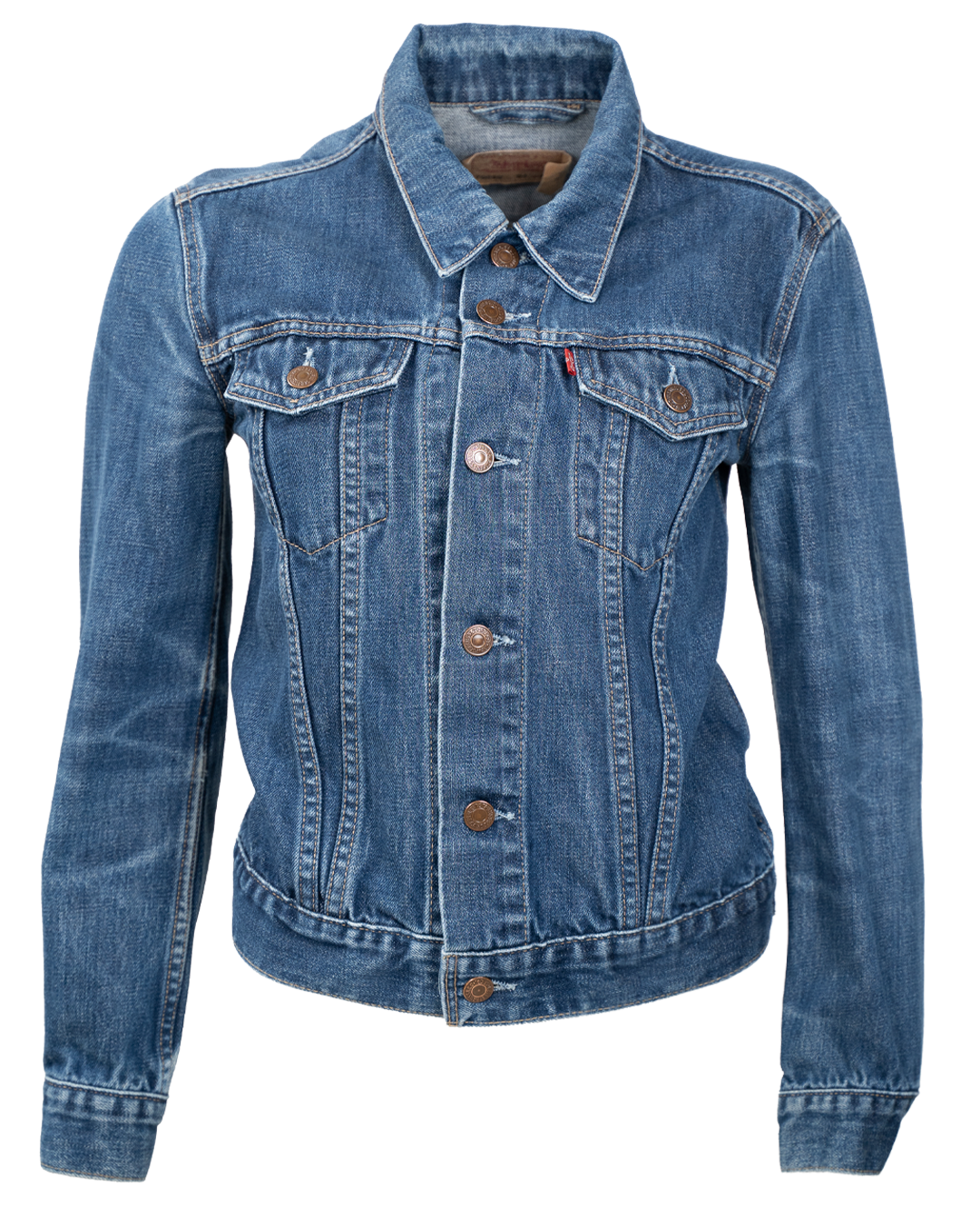 Giacca di Jeans Donna Levi's Red Tab Blu Trucker Vintage Anni 2000 Bottoni in Rame
