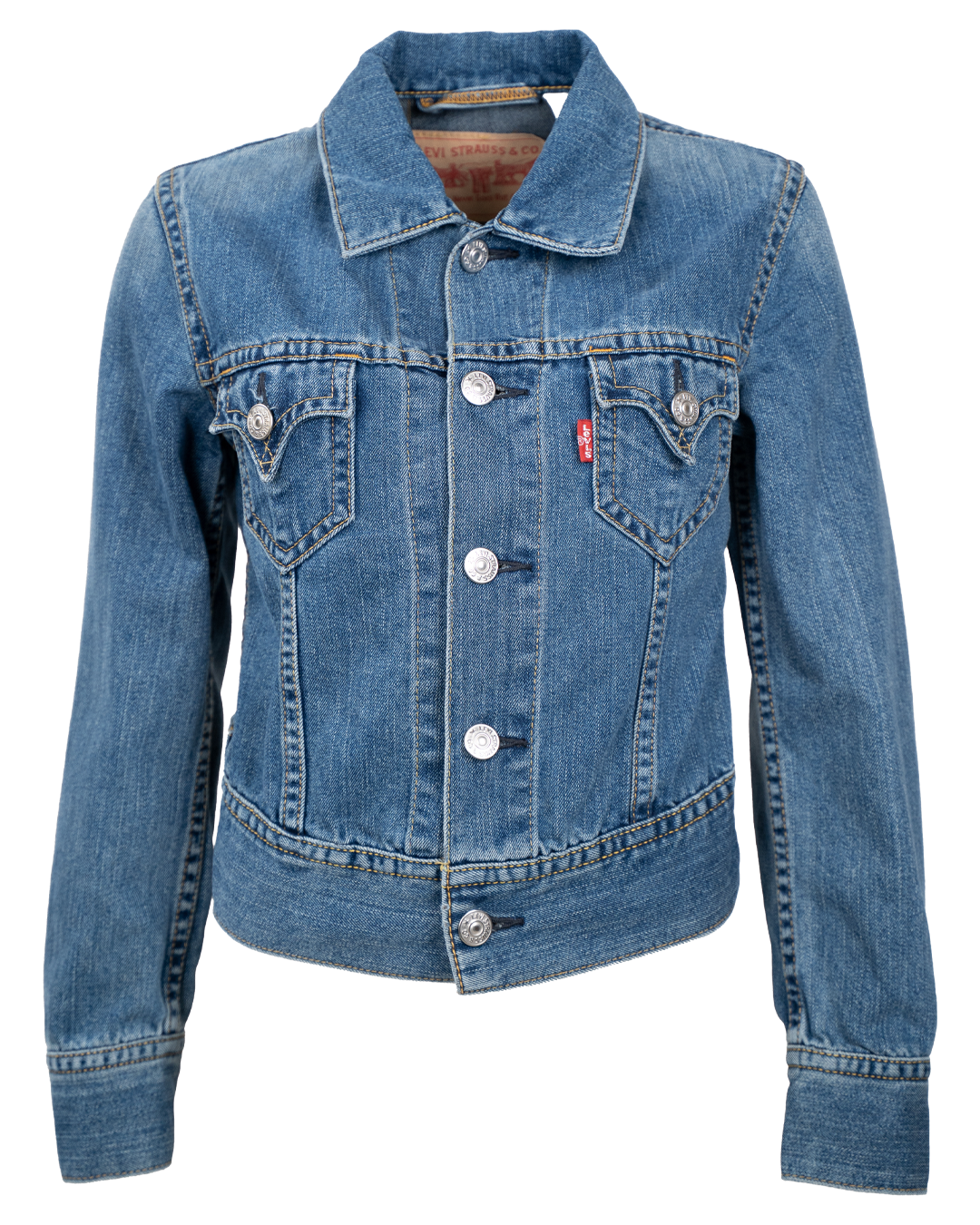 Giacca di Jeans Corta Donna Levi's Blu Sprone Western a V Cropped Vintage Anni 2000