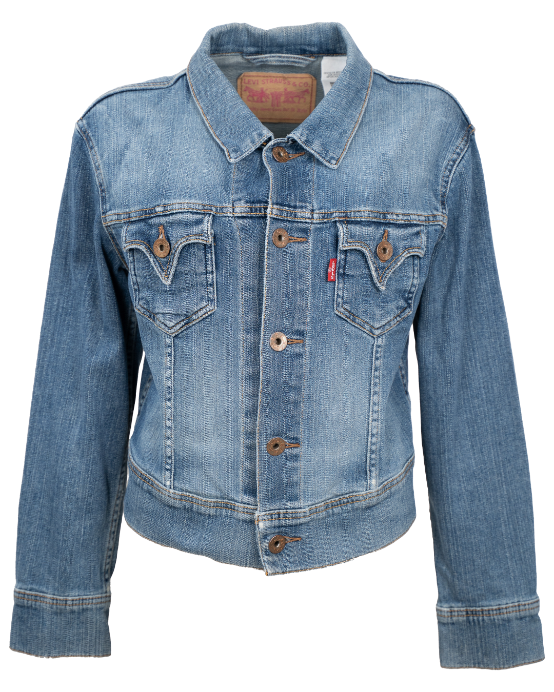 Giacca di Jeans Donna Levi's Blu Chiaro Patch Two Horse Vestibilita Compatta Vintage Anni 2000