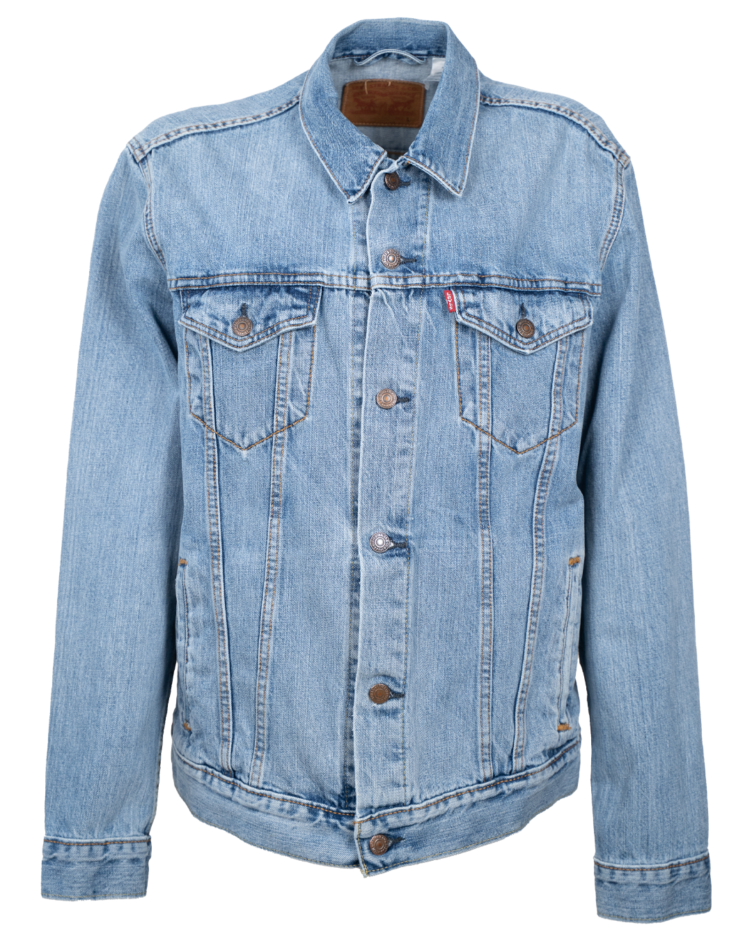 Giacca di Jeans Levi's Unisex Trucker Blu Chiaro Cuciture a Contrasto Vintage Anni 2000