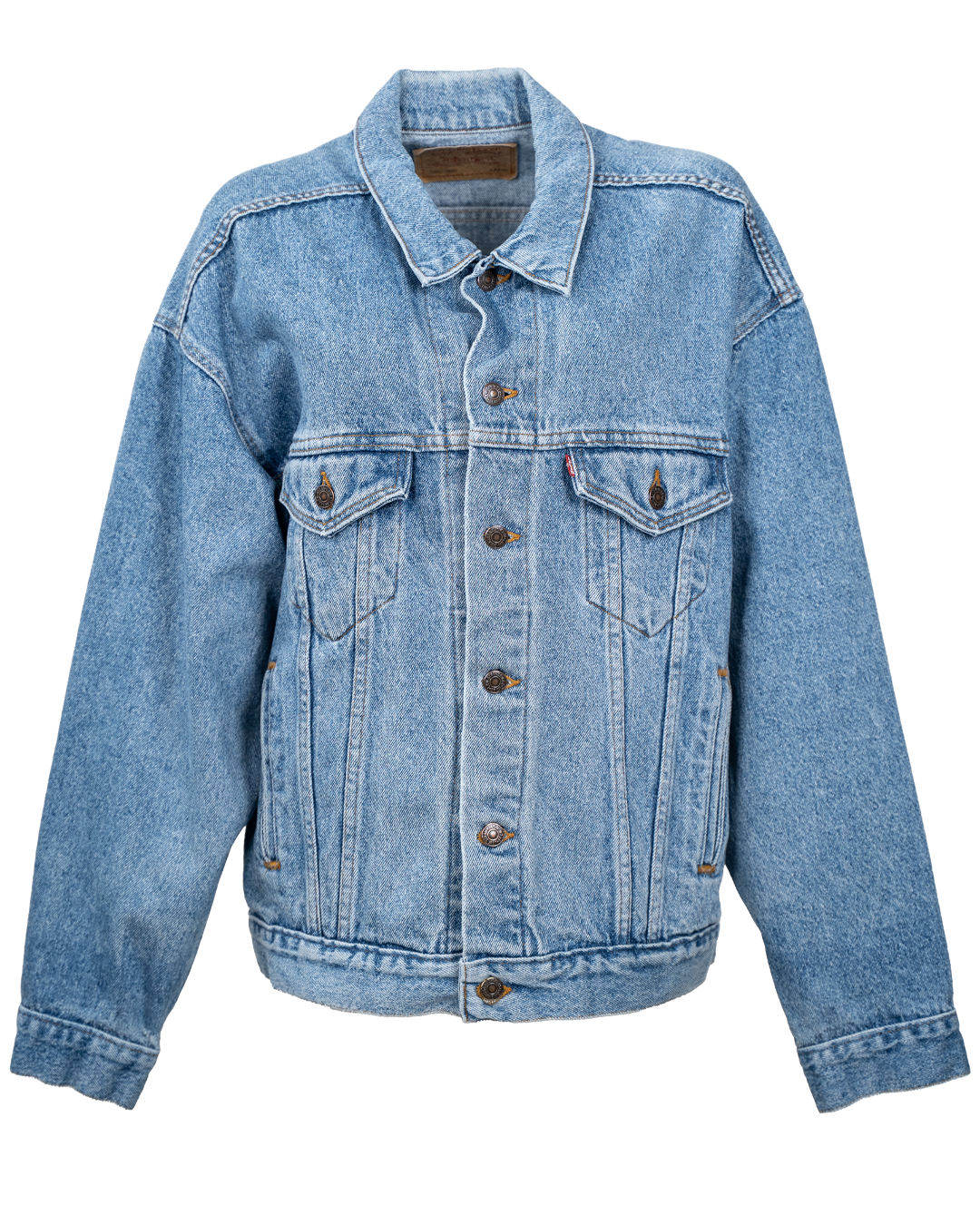 Giubbotto di Jeans Levi's Unisex Made in USA Azzurro Trucker Oversize Vintage Anni 2000
