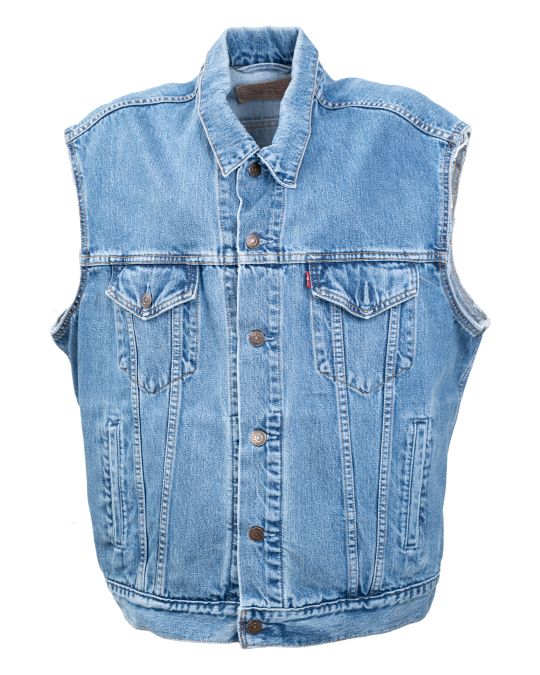 Gilet di Jeans Levi's Unisex Azzurro Smanicato Denim Bottoni Rame Vintage Anni 2000