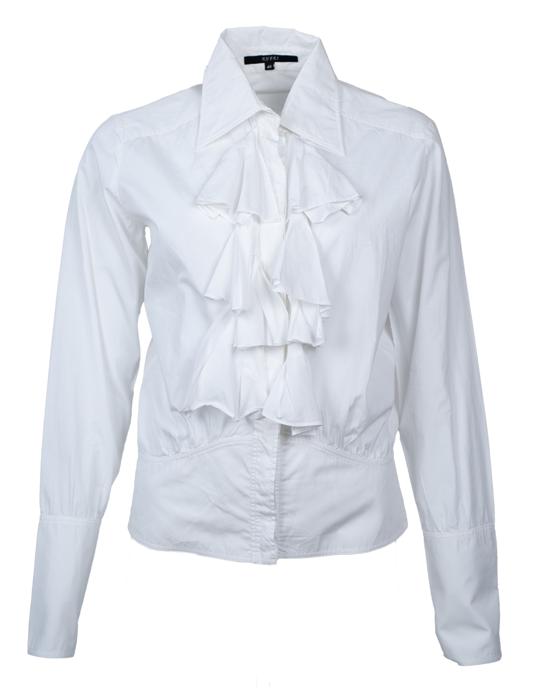 Camicia Donna Gucci Bianca in Cotone con Fondo a Fascia Vintage Made in Italy